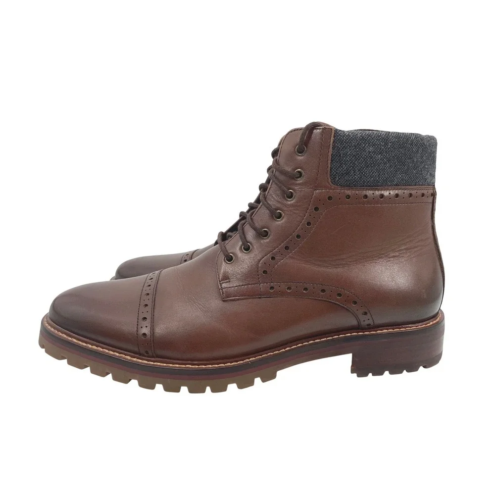 Warfield & Grand Porter Boots Mens 12 Brown Leather Brogue Cap Toe Lug Sole Gorp